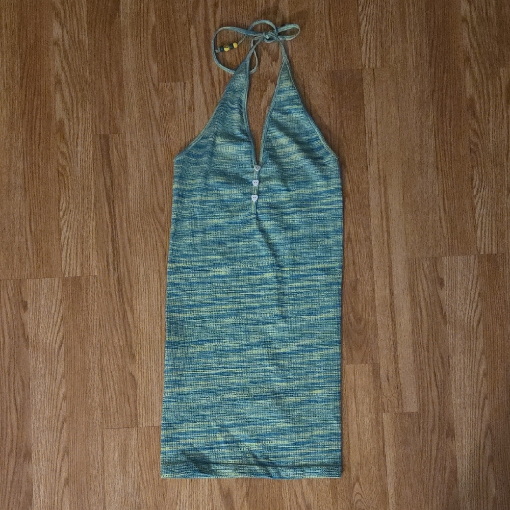 Blue and Green Halter Dress
